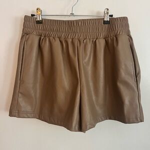 Ci Sono High Waist Brown Leather Shorts